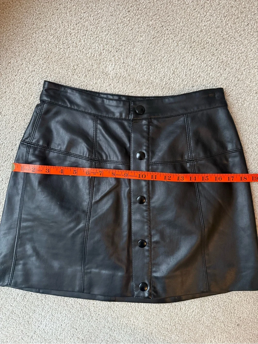 Free People “Oh Snap” Black Vegan Leather Snap Front Mini Skirt - Size 4